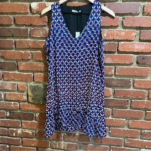 Three Eighty Two women's pullover mini dress tiered ruffle size Small blue‎ NWT